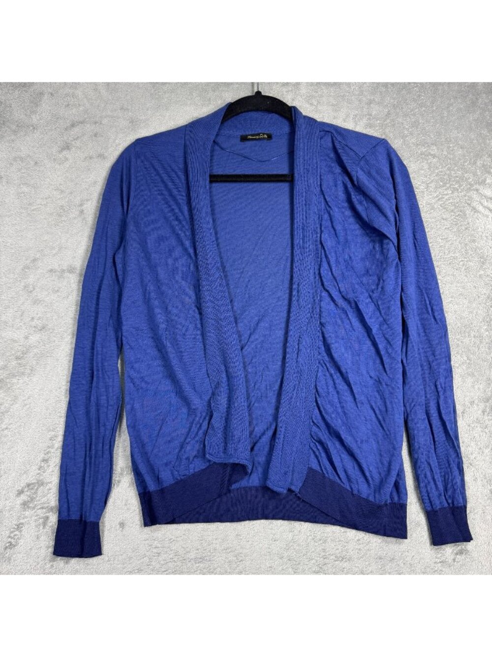 Massimo Dutti Blue Cardigan Womens 8 Open Front Featherweight Sweater Minimalist
